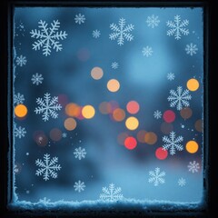 copy space for text background Christmas Frozen Window with Snowflake Patterns concept