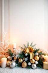 copy space for text background Elegant White and Gold Christmas Decor concept