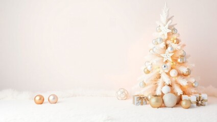 copy space for text background Elegant White and Gold Christmas Decor concept