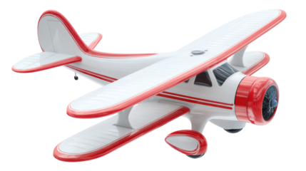 Red-and-white biplane illustration