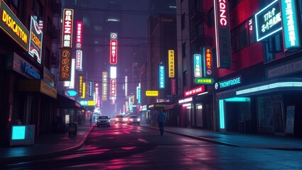copy space for text background cool Cyberpunk Street Scene concept