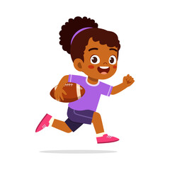 Fototapeta premium Happy African American Girl Running with Football Illustration