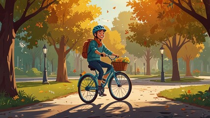 Obraz premium young man riding a bike