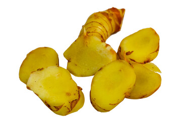 greater galangal with green leaves on isolated on transparent background