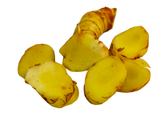 greater galangal with green leaves on isolated on transparent background