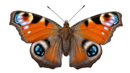 Isolated butterfly on transparent background with colorful wings and detailed patterns