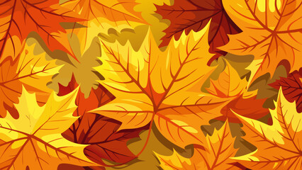 Obraz premium A vibrant and warm background composed of overlapping autumn leaves in shades of orange, yellow, and brown, evoking the essence of fall.