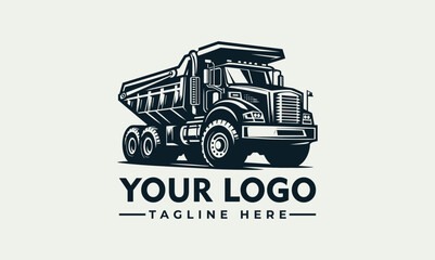 A stylized logo featuring a powerful dump truck, ready for work.
