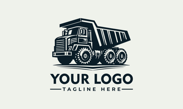 A stylized logo featuring a robust dump truck, ideal for construction or mining businesses.
