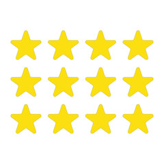 Rating 1, 2, 3, 4, 5 stars doodle icon set. Gold star one, two, three, four, five hand drawn icon set.
