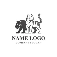 Black and white tiger logo. A bold and balanced symbol of strength, contrast, and wild nature. Perfect for martial, modern, or minimal brand identity.