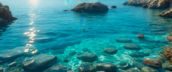 太陽の光が波に反射する様