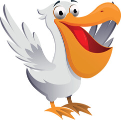 Cartoon Caracter Pelican Bird loughing position
