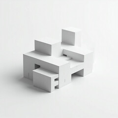 Obraz premium Minimalist White Geometric Cube Structure