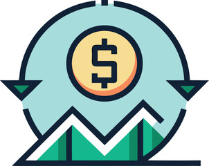 Fototapeta premium -black-outline-icon-of-an-arrow-around-a-dollar-sy (1)_processed.eps