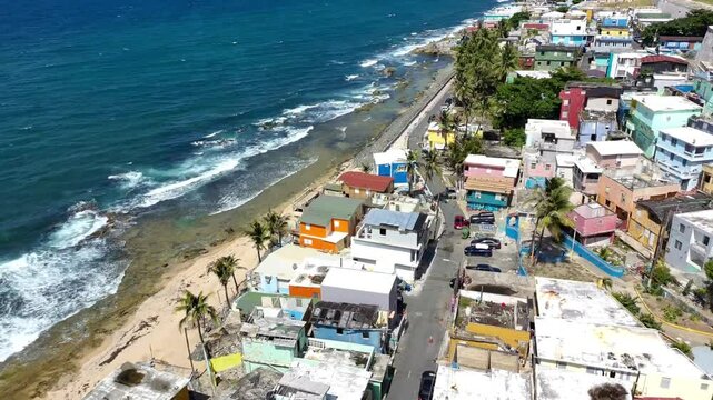 Aerial view of La Perla at old San Juan, Puerto Rico.