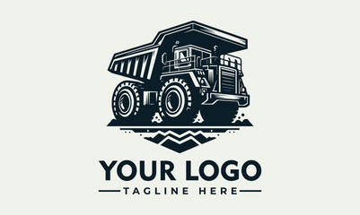 Illustration of a large mining dump truck with mountains in the background. © nuaari