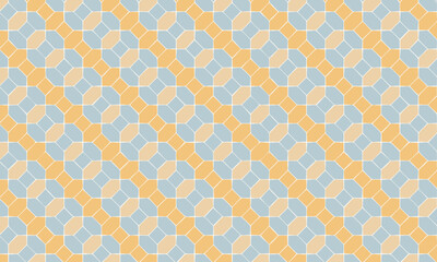 Geometric Tile Pattern - Abstract Blue and Yellow Mosaic Background