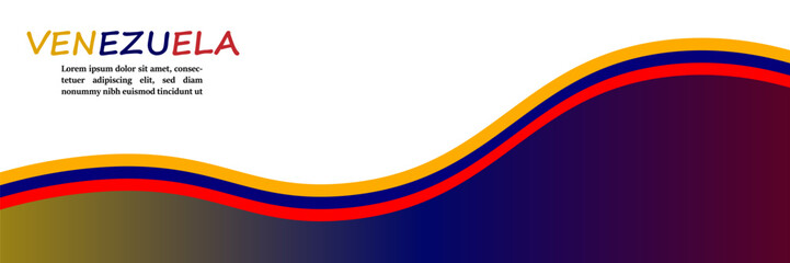 3D Venezuela Flag Banner with copy space and 3d Venezuelan flag ribbon. Silk Venezuela banner design background. Vector Illustration. EPS 10.