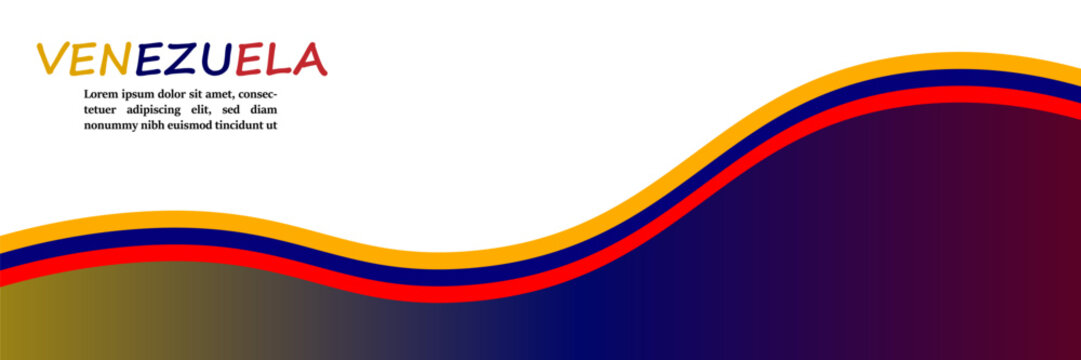 3D Venezuela Flag Banner with copy space and 3d Venezuelan flag ribbon. Silk Venezuela banner design background. Vector Illustration. EPS 10. - Powered by Adobe