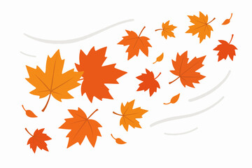 Autumn leaves falling wind motion seasonal orange color © Pandaman1102