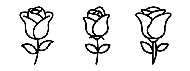 Fototapeta premium Rose Flower Silhouette, Rose Flower, Flower Vector Design for Tattoo, Logo, and Print