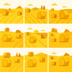 Hay bales in a field landscape scene