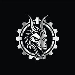 Tyrannosaurus Dinosaur head vector logo template and t-shirt design on black background.