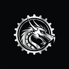 Tyrannosaurus Dinosaur head vector logo template and t-shirt design on black background.