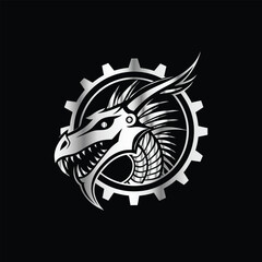 Tyrannosaurus Dinosaur head vector logo template and t-shirt design on black background.