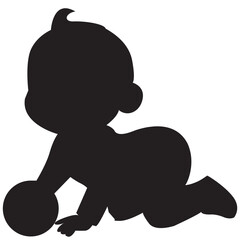 baby with a ball vector silhouette