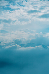 Bright blue sky with white clouds and glowing sun for background, texture, nature and design concepts, 눈부신 태양과 흰 구름의 파란 하늘 배경, 텍스처, 자연, 디자인 콘셉트 활용