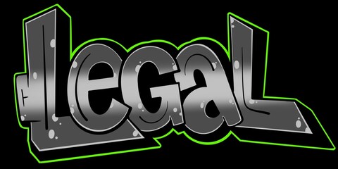 legal graffiti, legal letter illustration with cool simple graffiti pattern and elegant color