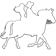 A couple riding on a horse vector outline