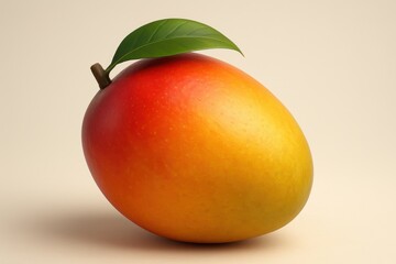 Photorealistic 3D rendered tropical mango with vibrant orange-yellow gradient and natural texture details