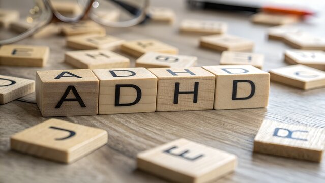 ADHD: Attention Deficit Hyperactivity Disorder Concept with Letter Blocks