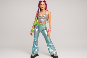 Y2K fashion revival featuring bold colors and iconic early 2000s style elements with nostalgic millennium aesthetic