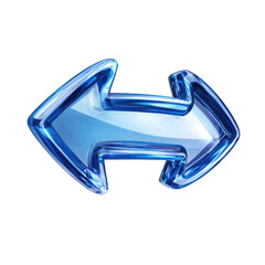 Two glossy blue arrows pointing opposite directions, 3D effect