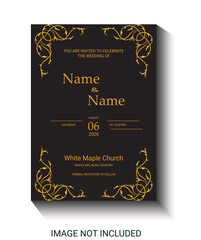 Elegant Wedding Invitation Template in Black and Gold