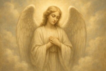 Obraz premium Heavenly angel figure with divine light representing spiritual peace and afterlife concepts