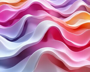 Abstract waves of colorful fabric flowing in soft gradients, creating a serene visual