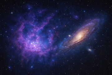 Fototapeta premium Spectacular Nebula and Galaxy Formation in Deep Space with Vibrant Cosmic Colors