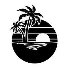 Obraz premium Tropical Sunset with Palm Trees Silhouette