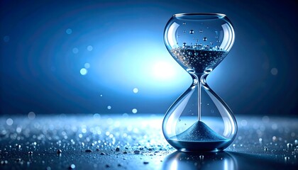 Abstract hourglass shape made of water droplets, time concept 