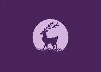 Deer and moon logo for peaceful, night, or magical brand identity.