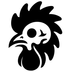 Rooster skull silhouette
