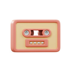Obraz premium Cassette Tape 3D Render on Black Background