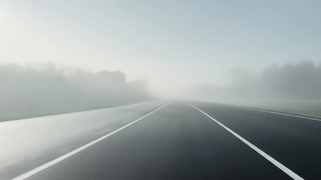 Eerie shrouded highway stretching into oblivion