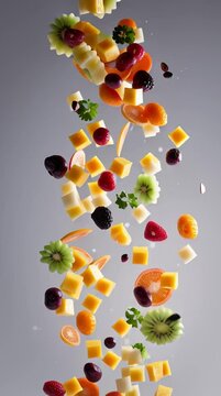 Fruits in water splashes 