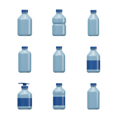 Naklejka premium Variety of Baby Blue Bottle Mockups on Black Background